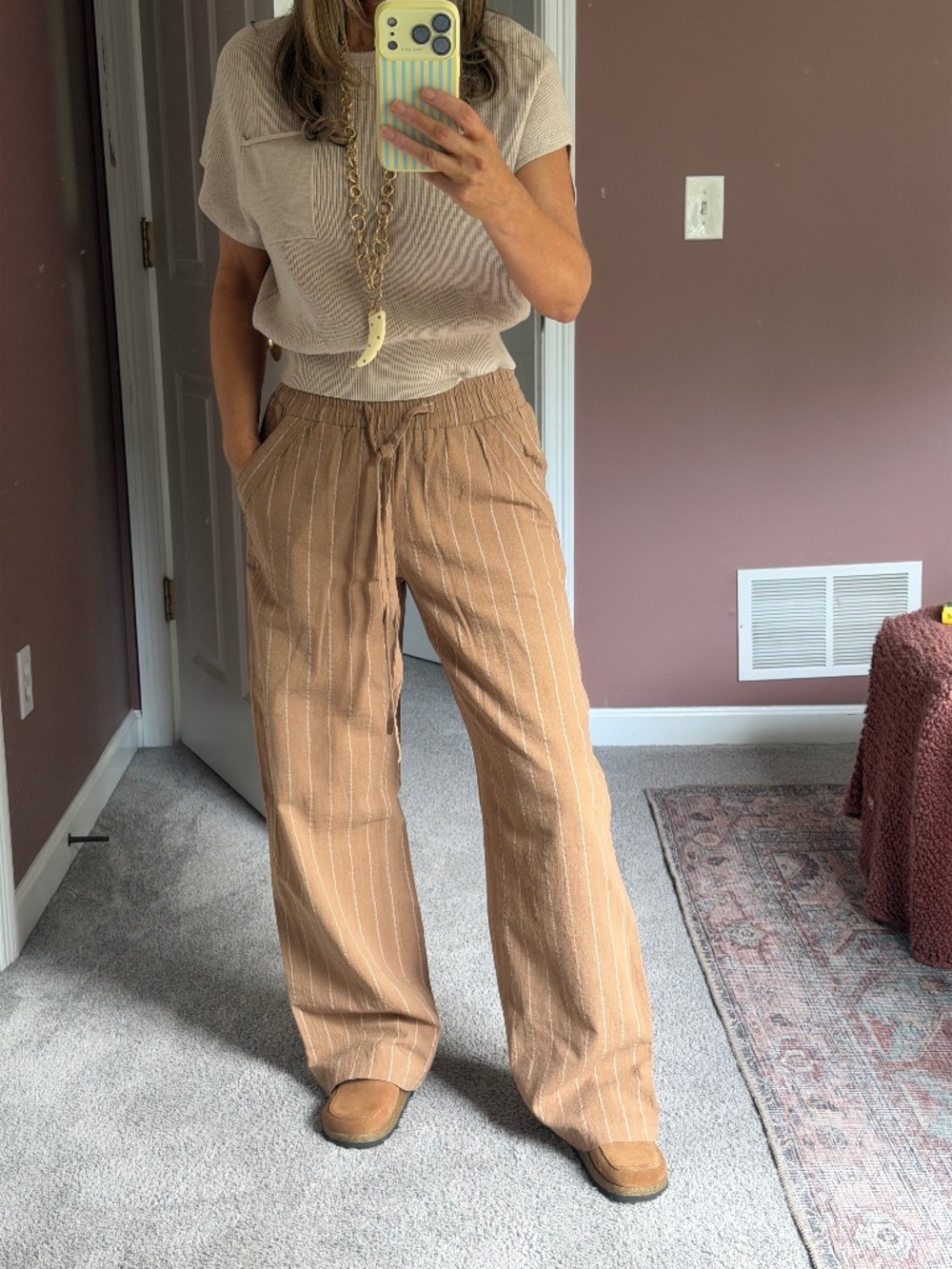 Wide leg stripe pants. Pull on Sienna Sky Small